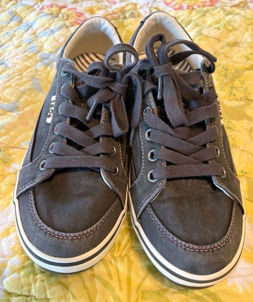 NWOT Taos Moc Star Sneakers Graphite Distress Canvas Size 6.5